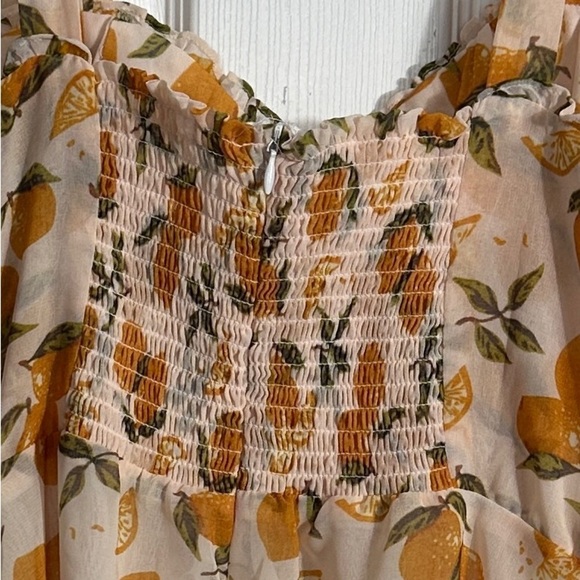 Aqua dress sz small, blush with a lemon pattern, flowy, spring, summer - Picture 5 of 11